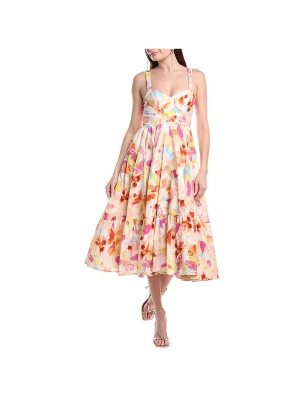 Amur Womens Kellem Silk-Blend Midi Dress, Pink